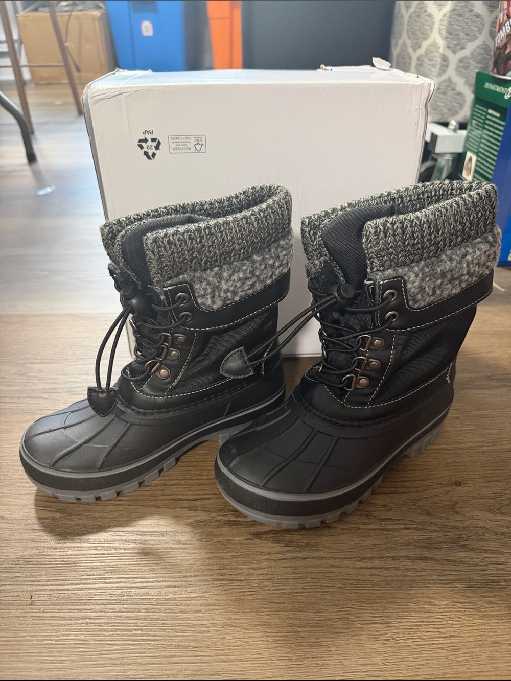 Dreampairs Kids Black Winter Boots - US 13